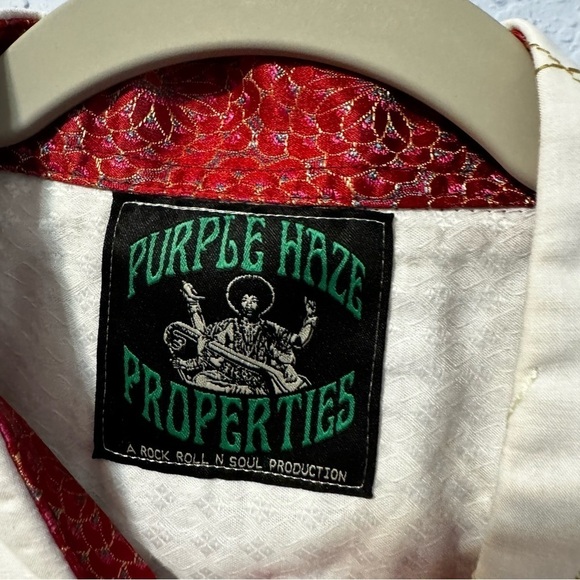 Purple Haze Properties Men’s White Embroidered Floral Long Sleeve Shirt - Picture 2 of 6